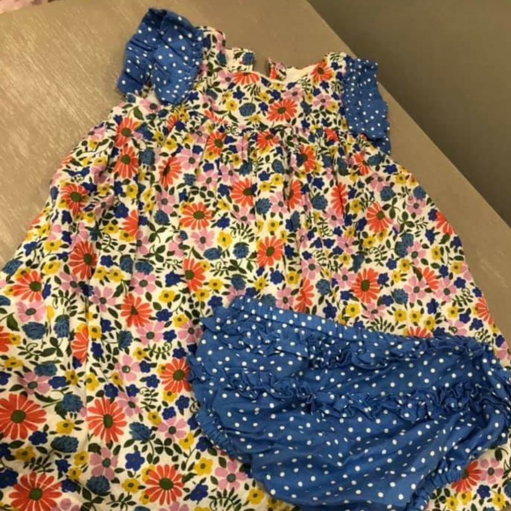 EUC Mini Boden 6-12m floral dress with bloomers